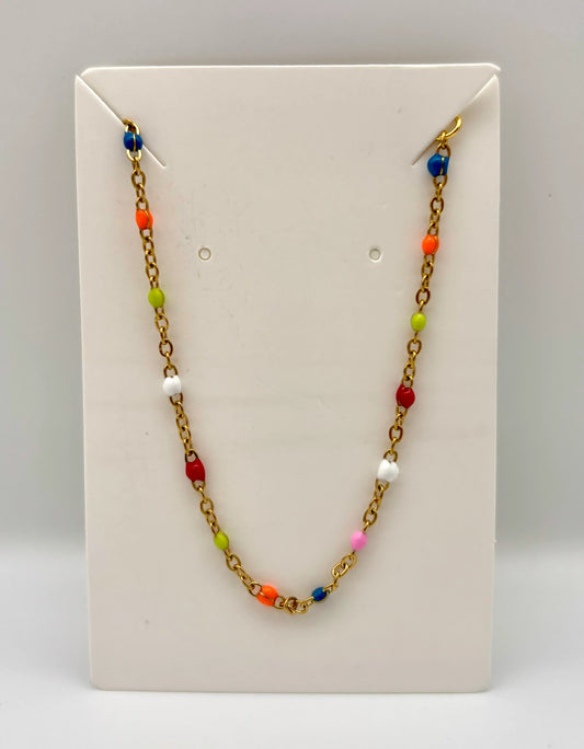 Multi Colored Beads on a Gold Chain Anklet