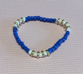 Local Handmade Bracelet Single Blue White & Gold