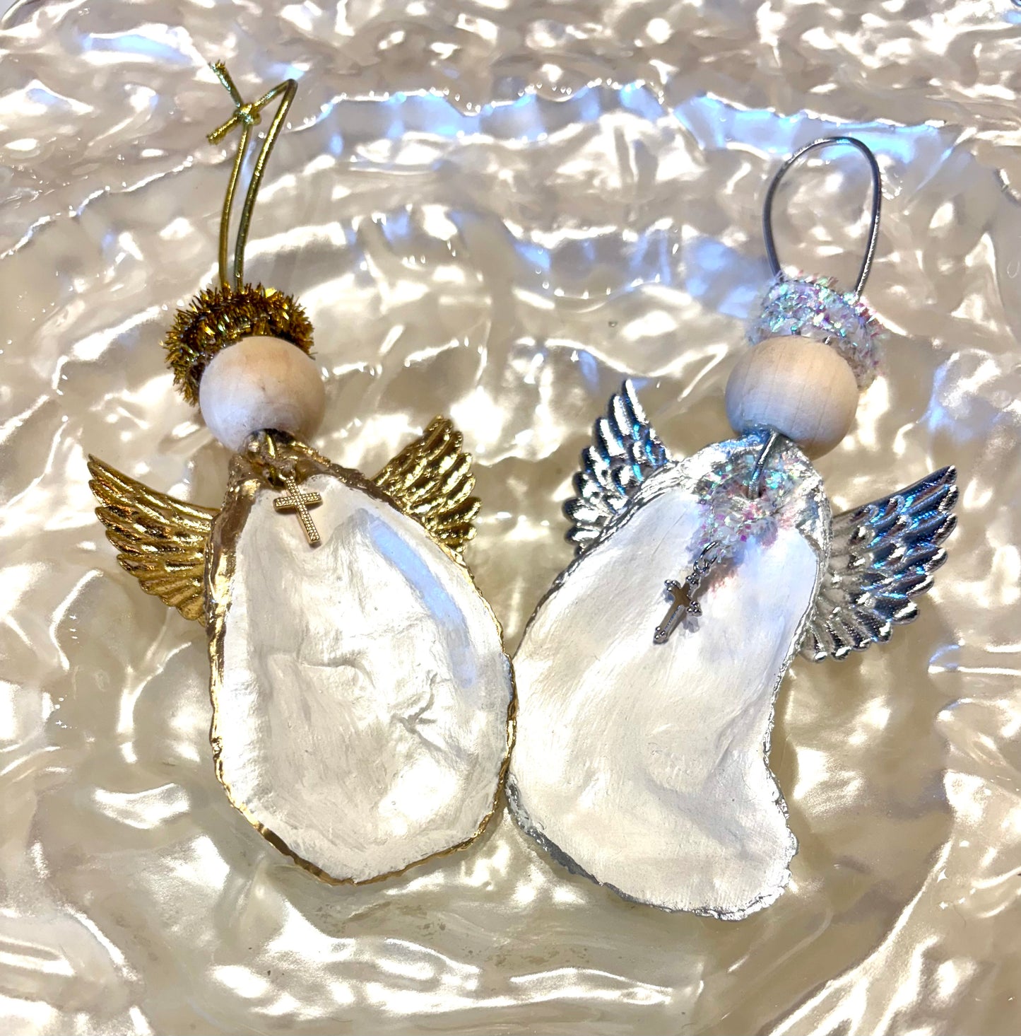 Sylvia Shells - Oyster Angel Gold/Silver Hand/Local Made Ornament Decoration