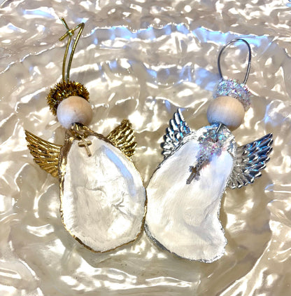 Sylvia Shells - Oyster Angel Gold/Silver Hand/Local Made Ornament Decoration