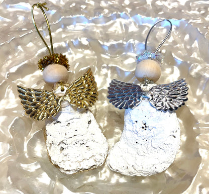 Sylvia Shells - Oyster Angel Gold/Silver Hand/Local Made Ornament Decoration