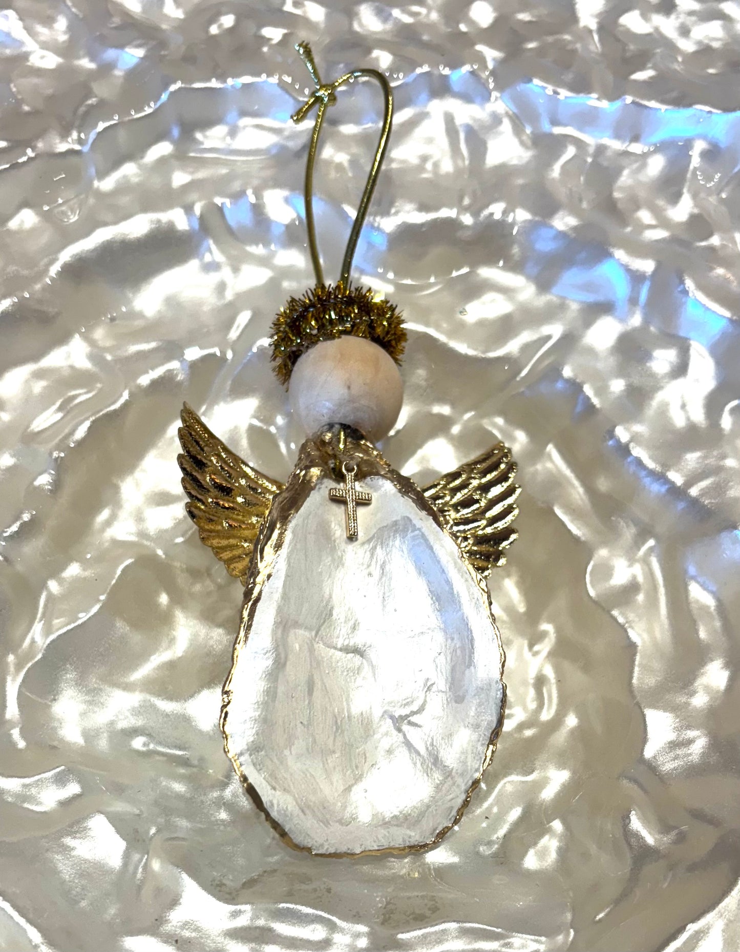 Sylvia Shells - Oyster Angel Gold/Silver Hand/Local Made Ornament Decoration