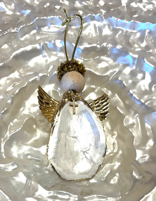Sylvia Shells - Oyster Angel Gold/Silver Hand/Local Made Ornament Decoration