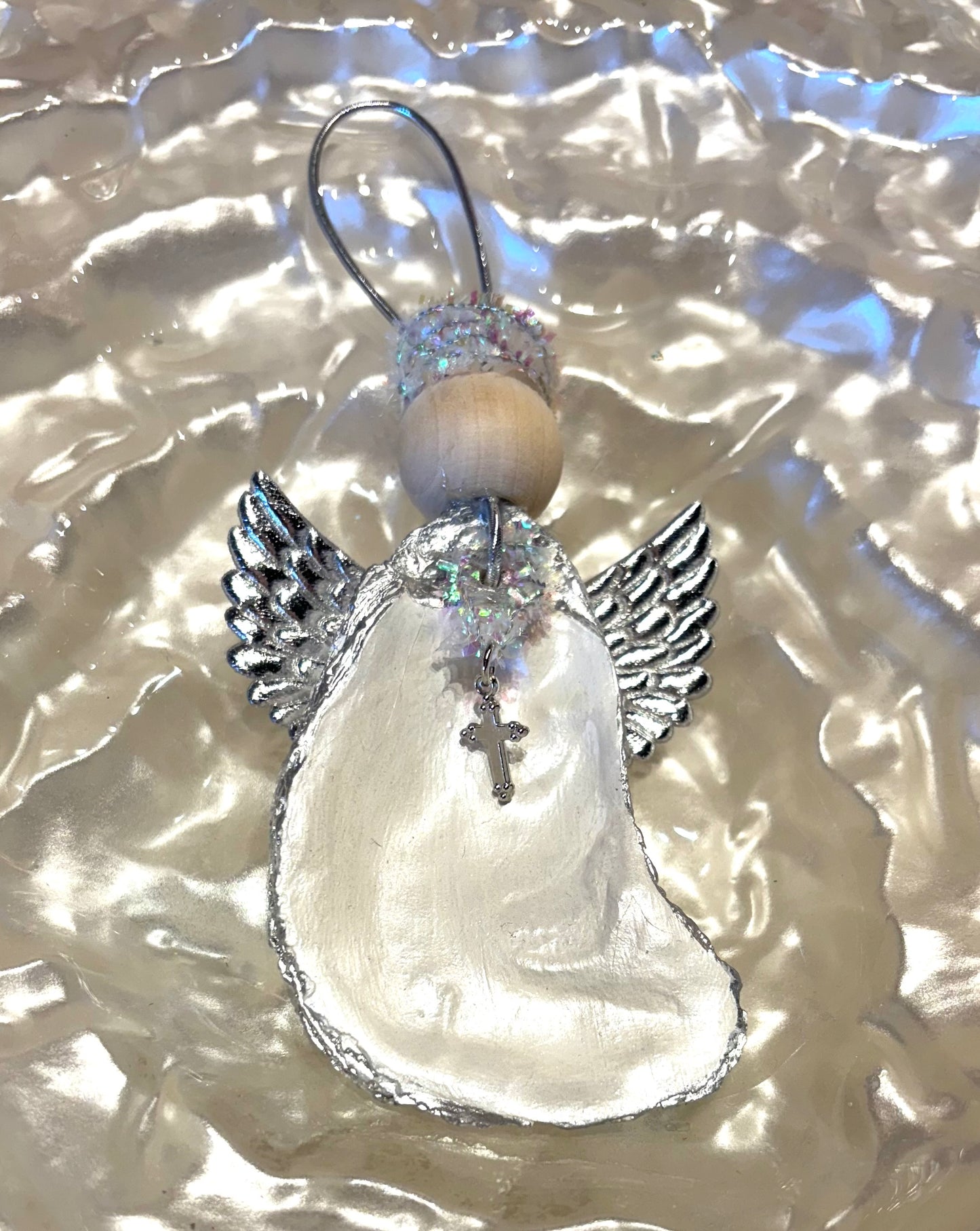Sylvia Shells - Oyster Angel Gold/Silver Hand/Local Made Ornament Decoration