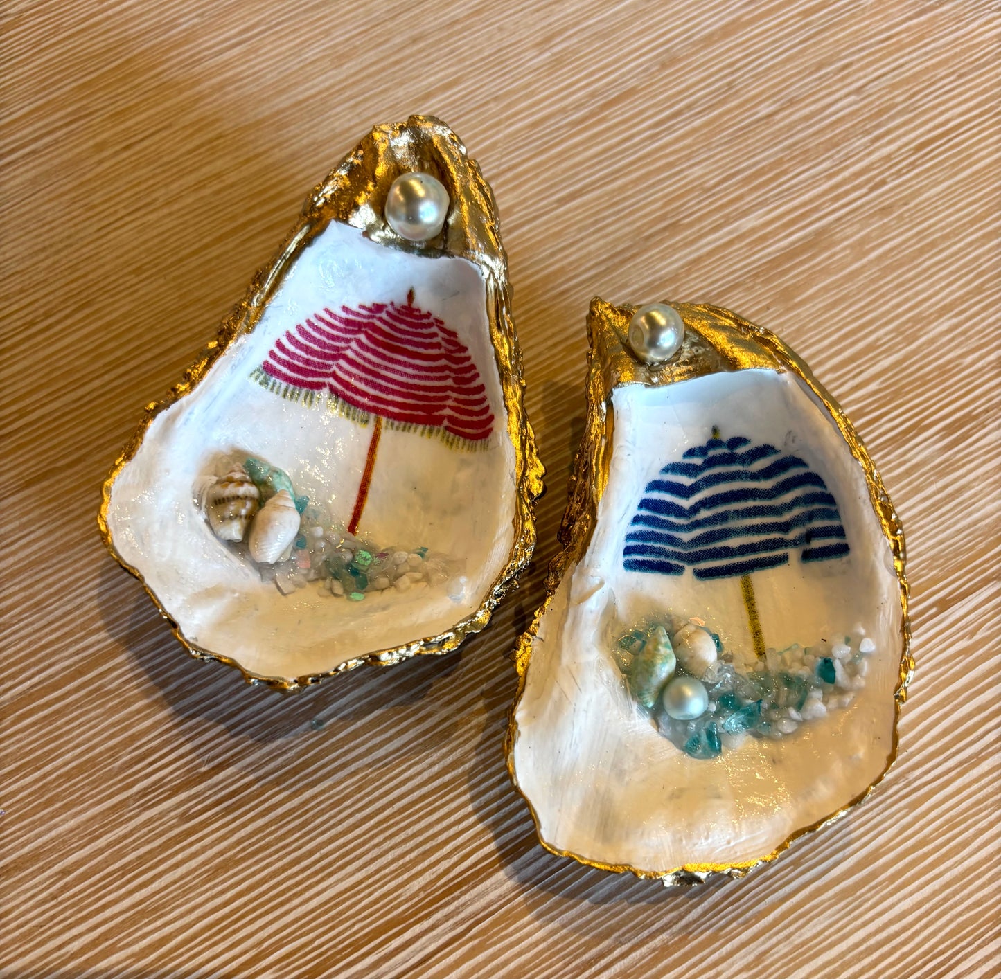 Sylvia Shells - Oyster Hand/Local Made Decorative Shell with Pearl