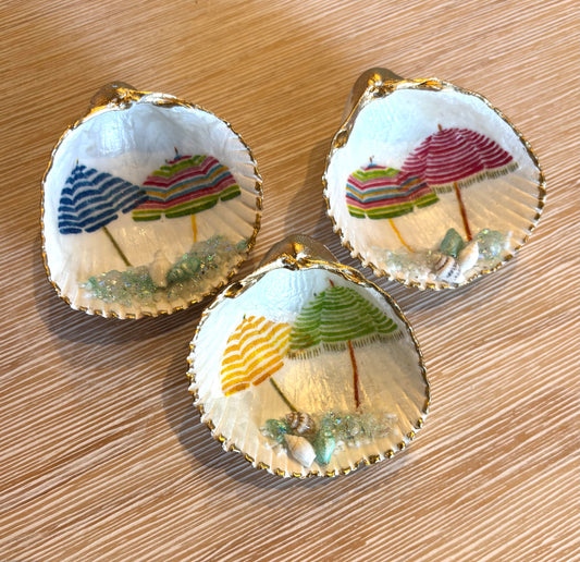 Sylvia Shells - Seashell Hand/Local Made with Umbrella and Water Embellishment