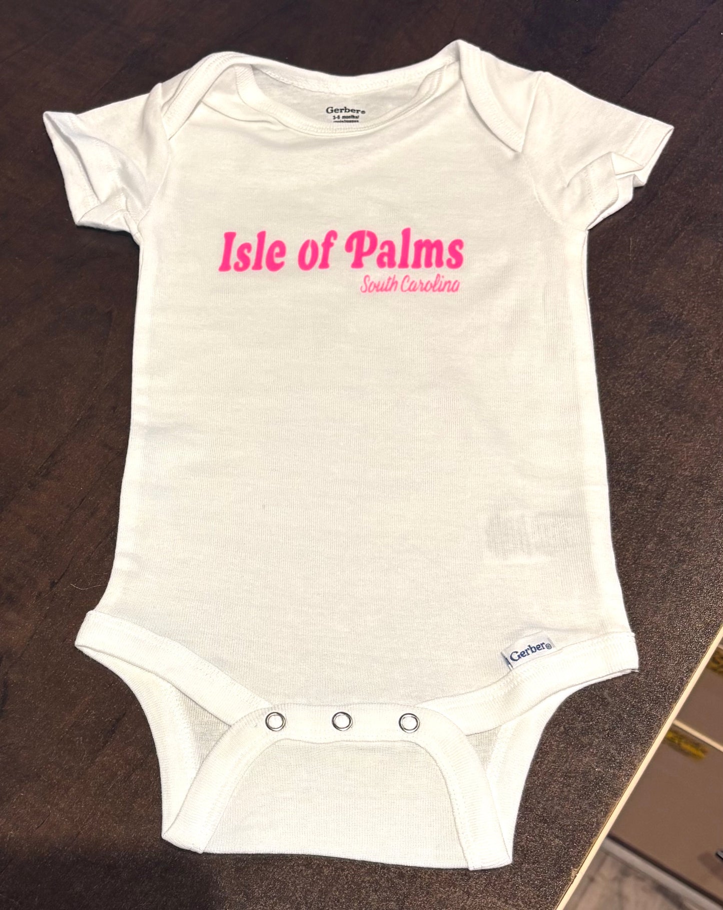Pink Baby-Toddler Onesie with Isle of Palms, South Carolina