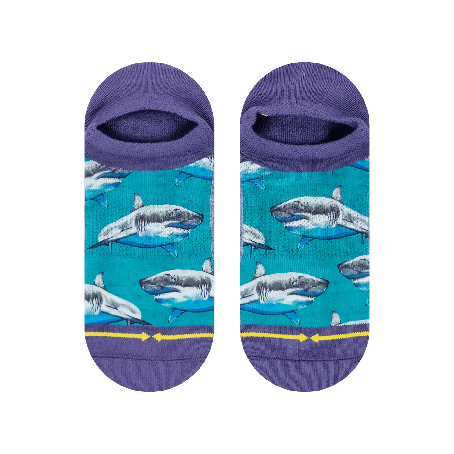 MERGE4 GREAT WHITE SHARKS NO SHOW SOCKS WITH ART BY TAYLOR REINHOLD - ADULT