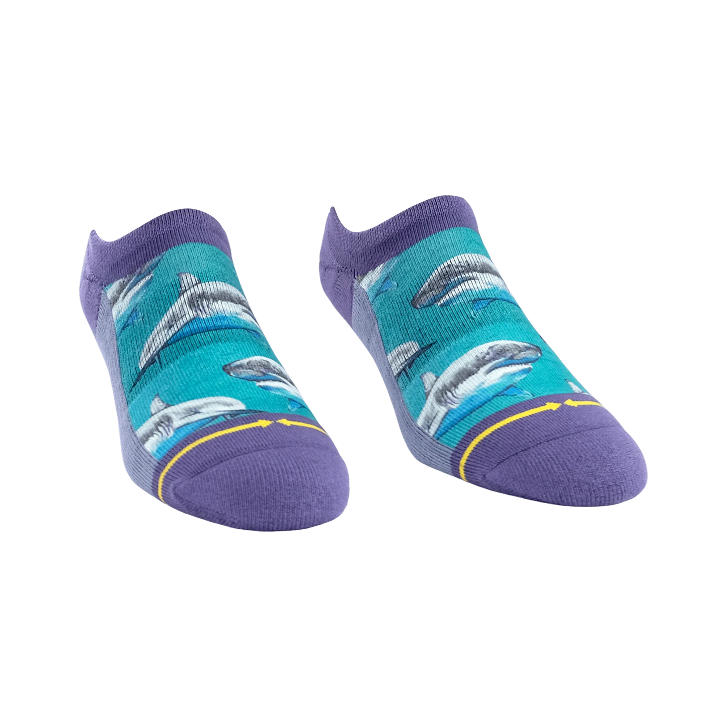 MERGE4 GREAT WHITE SHARKS NO SHOW SOCKS WITH ART BY TAYLOR REINHOLD - ADULT