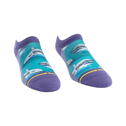 MERGE4 GREAT WHITE SHARKS NO SHOW SOCKS WITH ART BY TAYLOR REINHOLD - ADULT