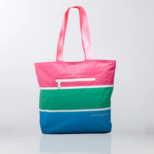 Pink Carolina - Anywhere Tote - Neon Stripes - Water Resistant