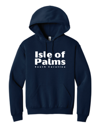 Adult Unisex - Isle of Palms, South Carolina Hoody in Navy Blue with White Bold Logo