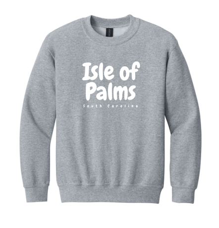 Youth Unisex - Isle of Palms, South Carolina Sweatshirt in Grey with White Bold Logo