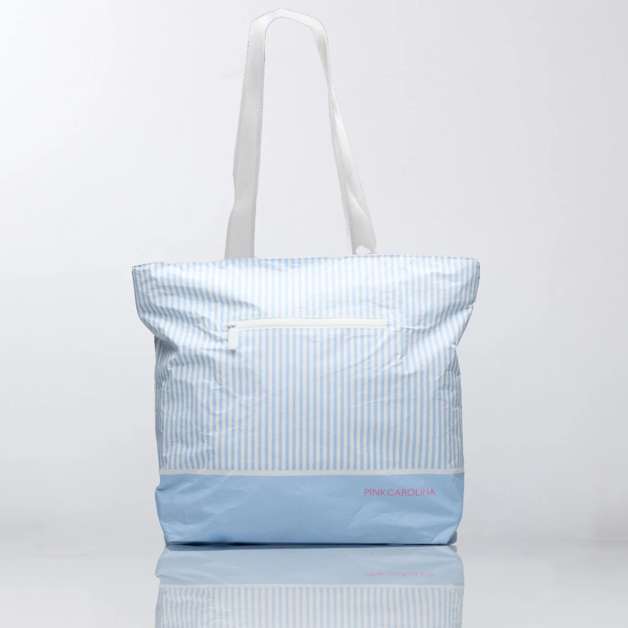 Pink Carolina - Anywhere Tote - Seersucker Blue Stripes - Water Resistant