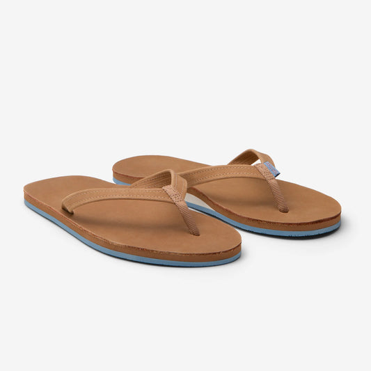 HARI MARI - WOMEN'S FIELDS FLIP FLOPS - TAN/DUSTY BLUE
