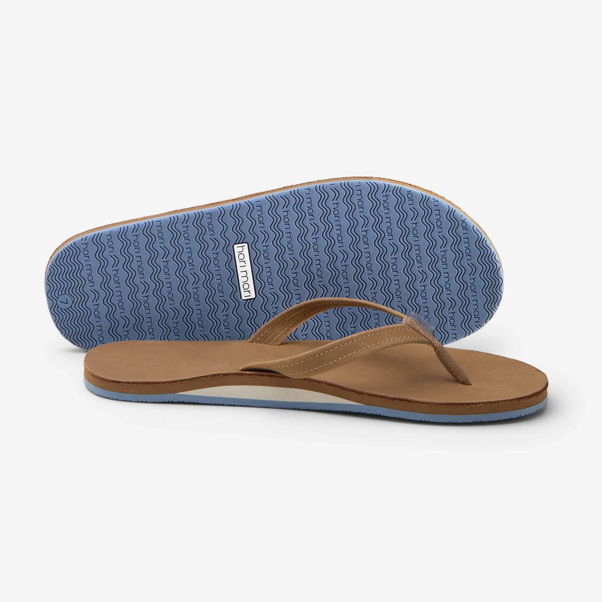 HARI MARI - WOMEN'S FIELDS FLIP FLOPS - TAN/DUSTY BLUE