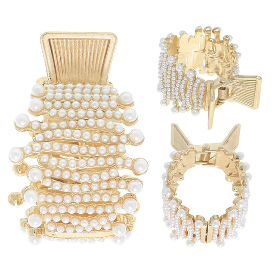 Gold Crystal Rhinestone Ponytail Metal Hair Claw Clip / Bridal