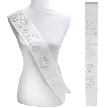 "Bride To Be" Bachelorette Rhinestone Embellished Sash - White / Bridal