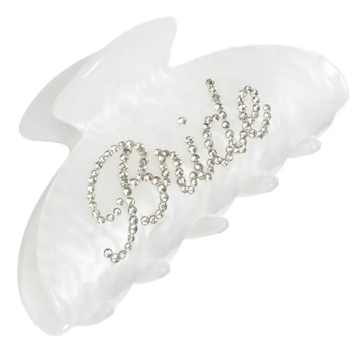 "Bride" White Pearlescent Claw Clip