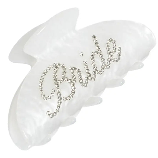 "Bride" White Pearlescent Claw Clip