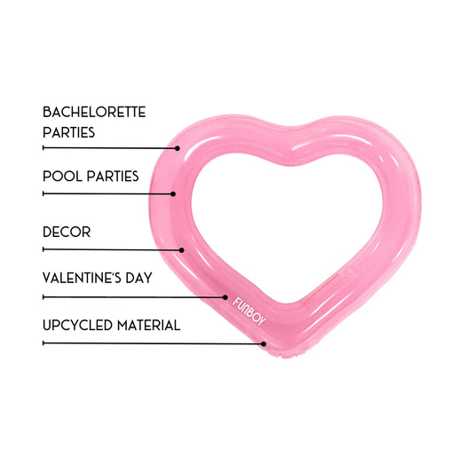 FUNBOY Upcycled Pink Heart Ring Tube Float / Decor