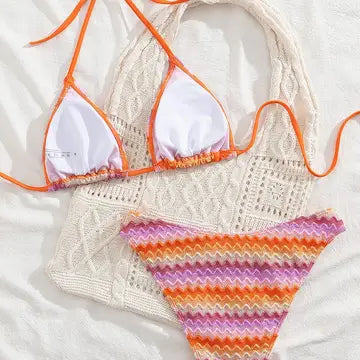 HALTER-NECK Backless Beach Bikini Swimsuit Set