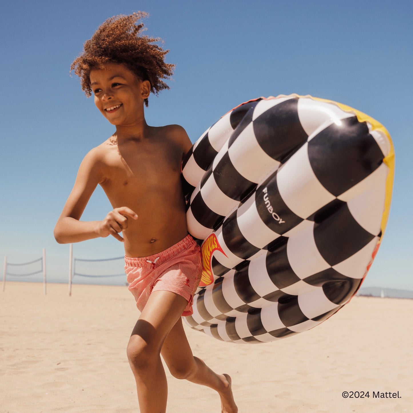 FUNBOY X Hot Wheels Kids Checkered Flame Surfboard (Reversible) Float
