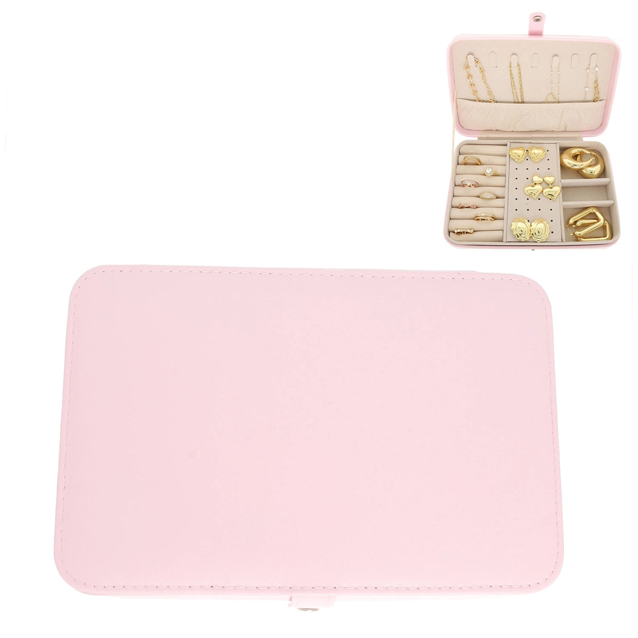 Travel Jewelry Box with Compartments - Pink