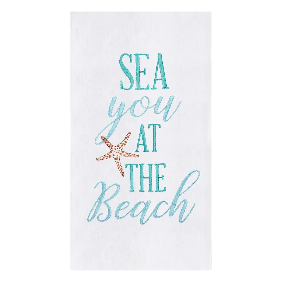 Beachy Coastal "Sea You At the Beach" Flour Sack Kitchen Towel