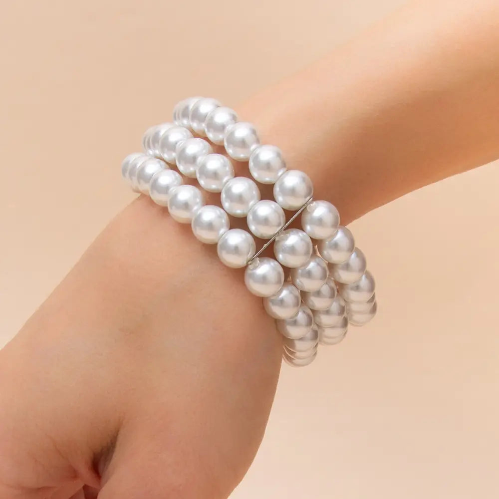 3-Line Pearl Stretch Bracelet