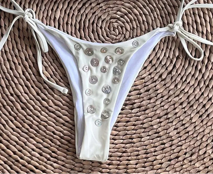 Triangle Bikini Bottom with Button Accents