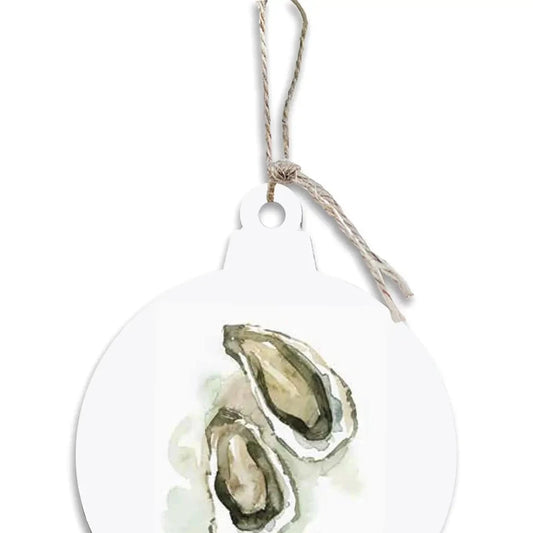 Isle of Palms Coastal Watercolor 2 Oysters Holiday Ornament