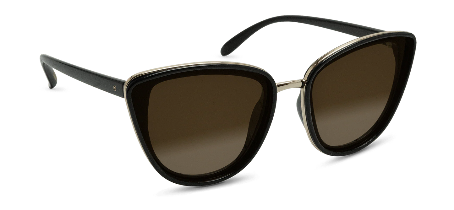 Nectar Naples Glossy Black Frame, Gradient Amber Sunglasses