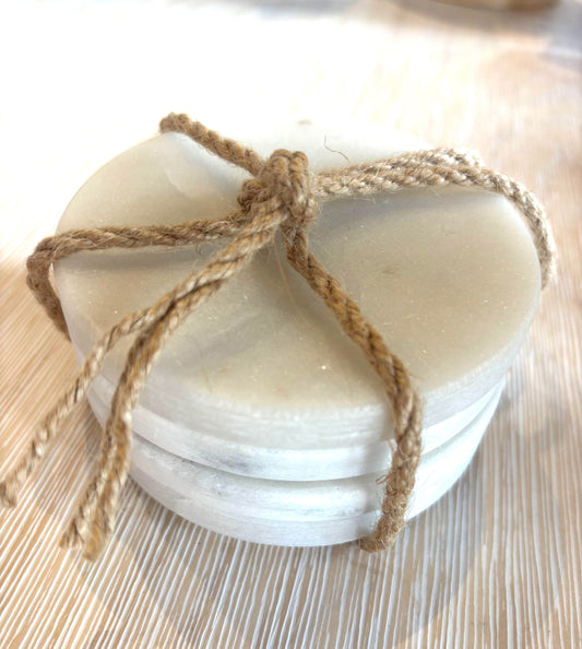 Set of 4 Marble White Thick Coasters