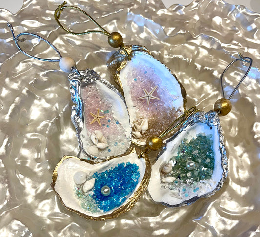 Sylvia Shells - Oyster Hand/Local Made Embellished Ornament
